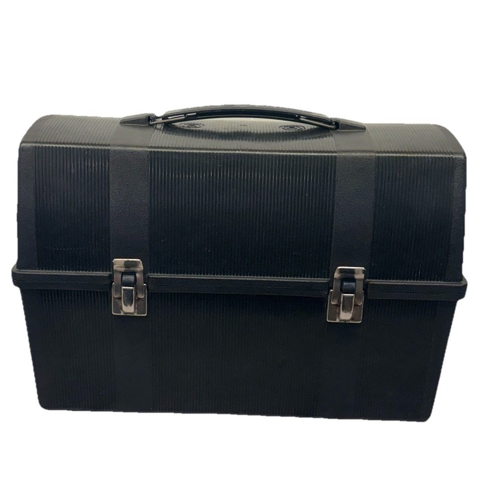 Aladdin Vintage Lunch Box Pail Black Plastic Men's Work Job School - No Thermos